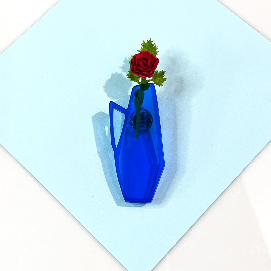 Mid Century Vase Brooch -  Blue Transparent
