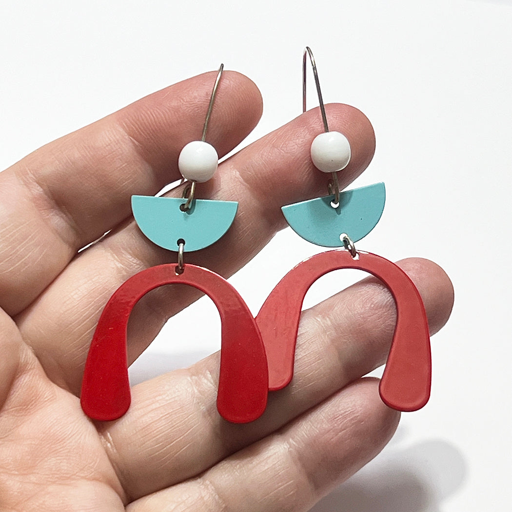 Bold Red Arch Earrings