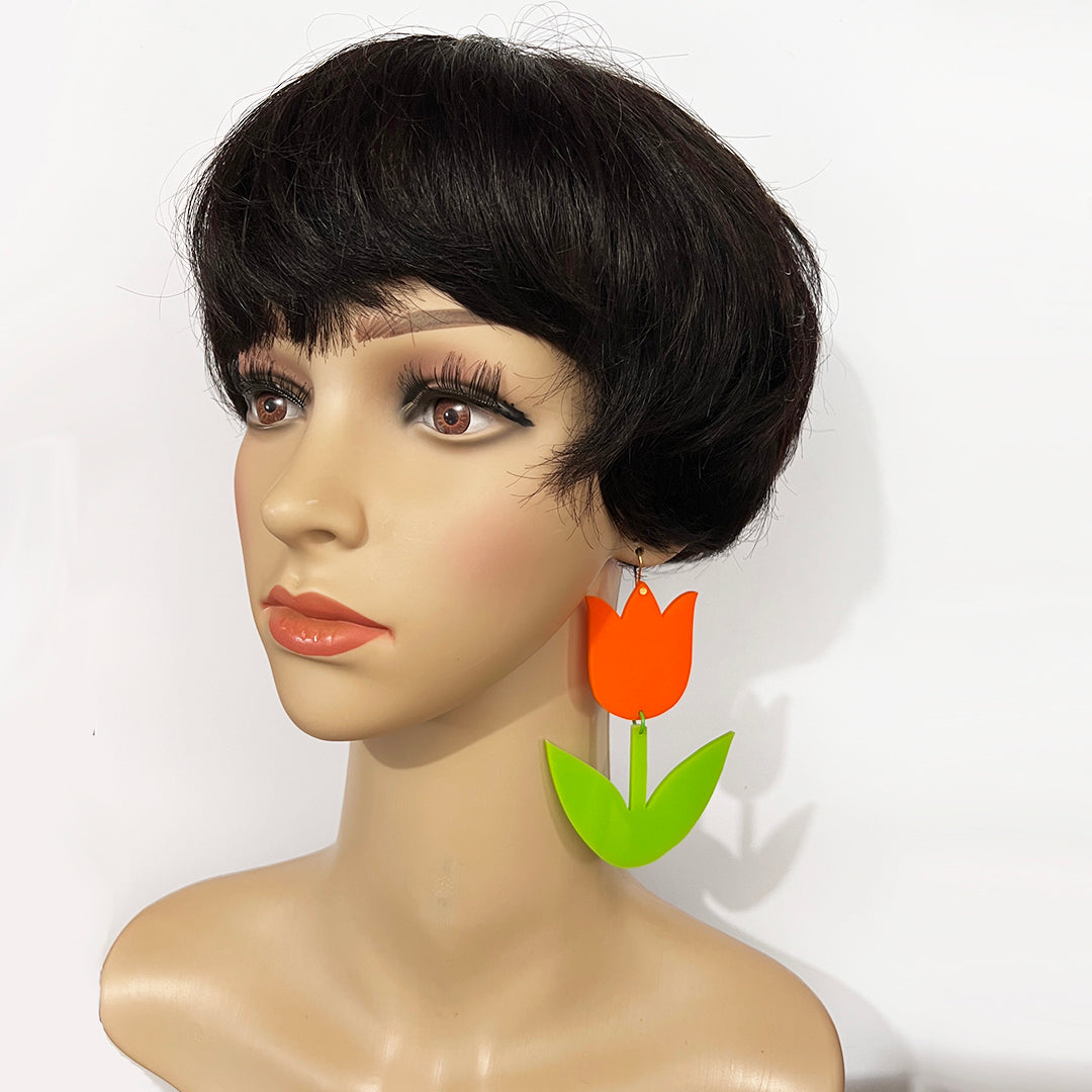Bold Tulip Earrings - Orange