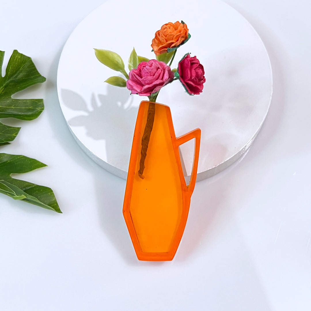 Mid Century Vase Brooch - Transparent Orange