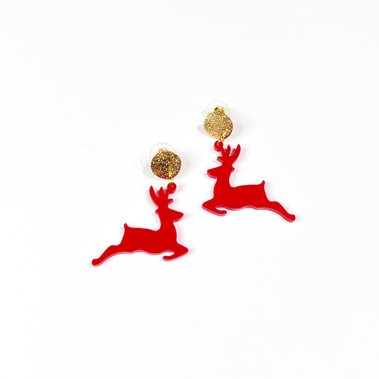 Retro Red Deer Earrings
