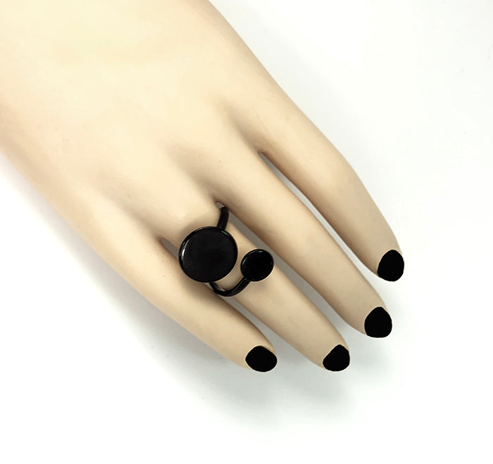 Black Double Dots Ring