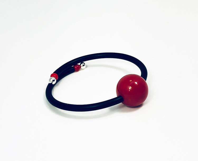 Bauhaus Wrap Bracelet in Black with Red