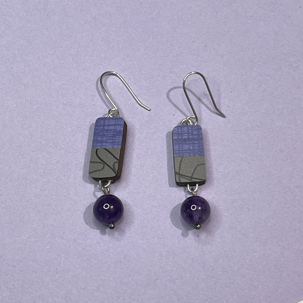 Space Pad Earrings in Purple and Gray EAR218