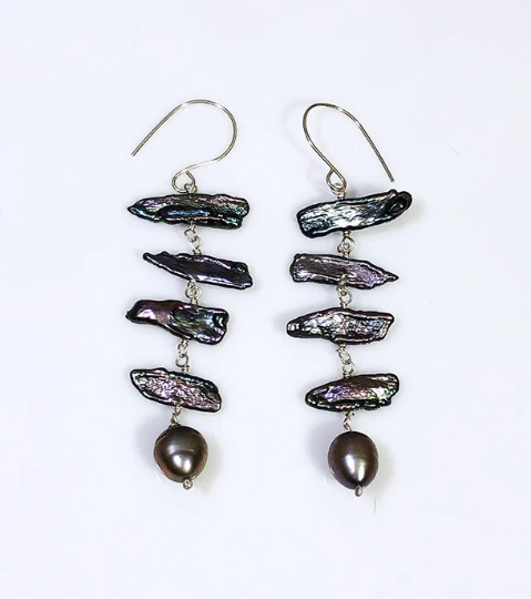 Black Pearl Cascade Earrings