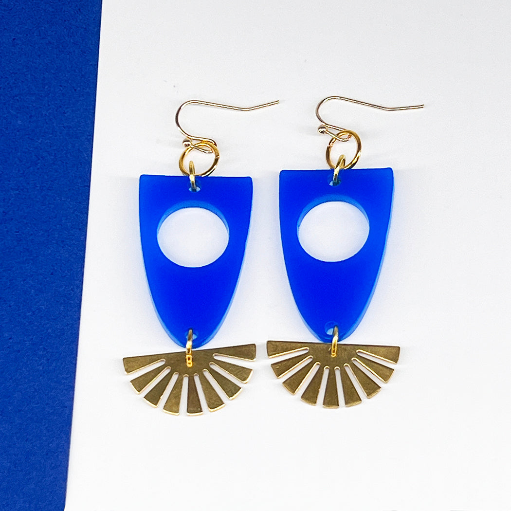 Gold Rays and Blue Horizon Earrings