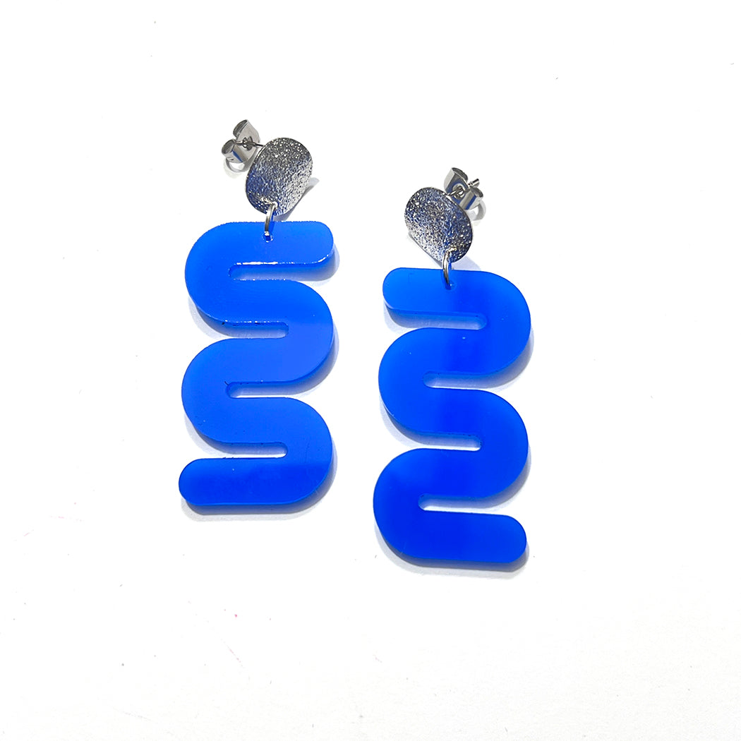 Blue Squiggle Earrings