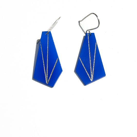 Blue Trapezoid Earrings
