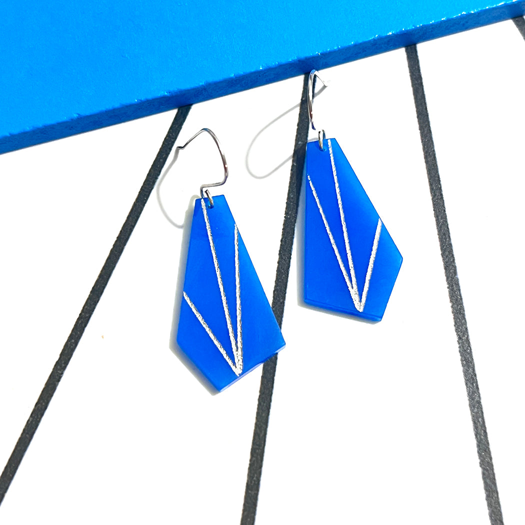 Blue Trapezoid Earrings