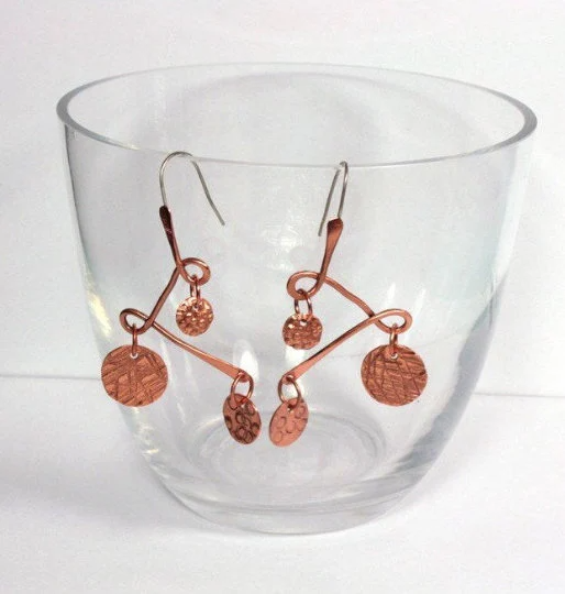 Copper Disc Charm Earrings