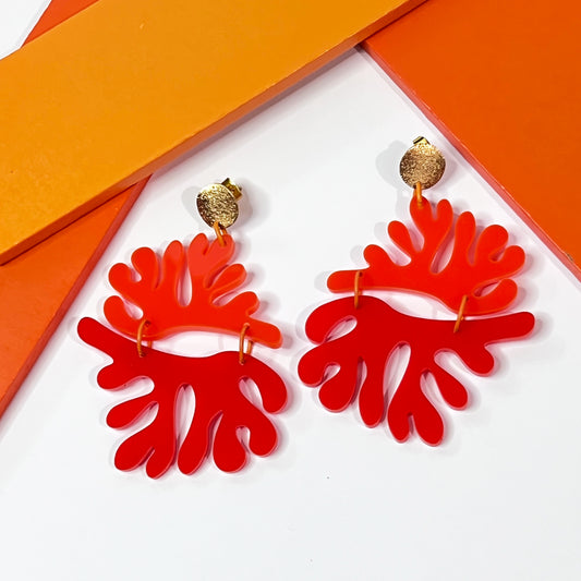 Orange and Red Modernist Matisse Post Earrings