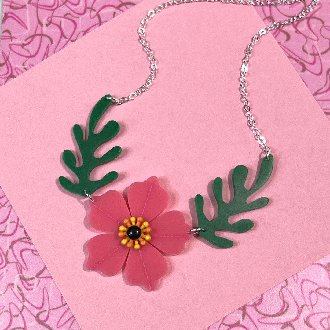 Acrylic Hellebore Flower Necklace,