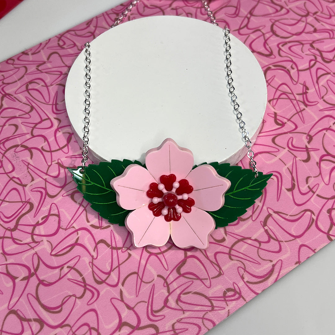 Pale Pink Flower Necklace