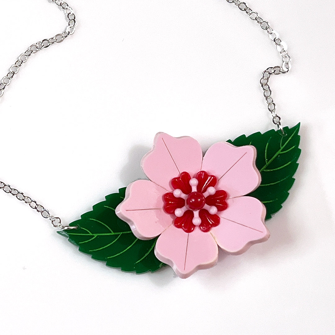 Pale Pink Flower Necklace