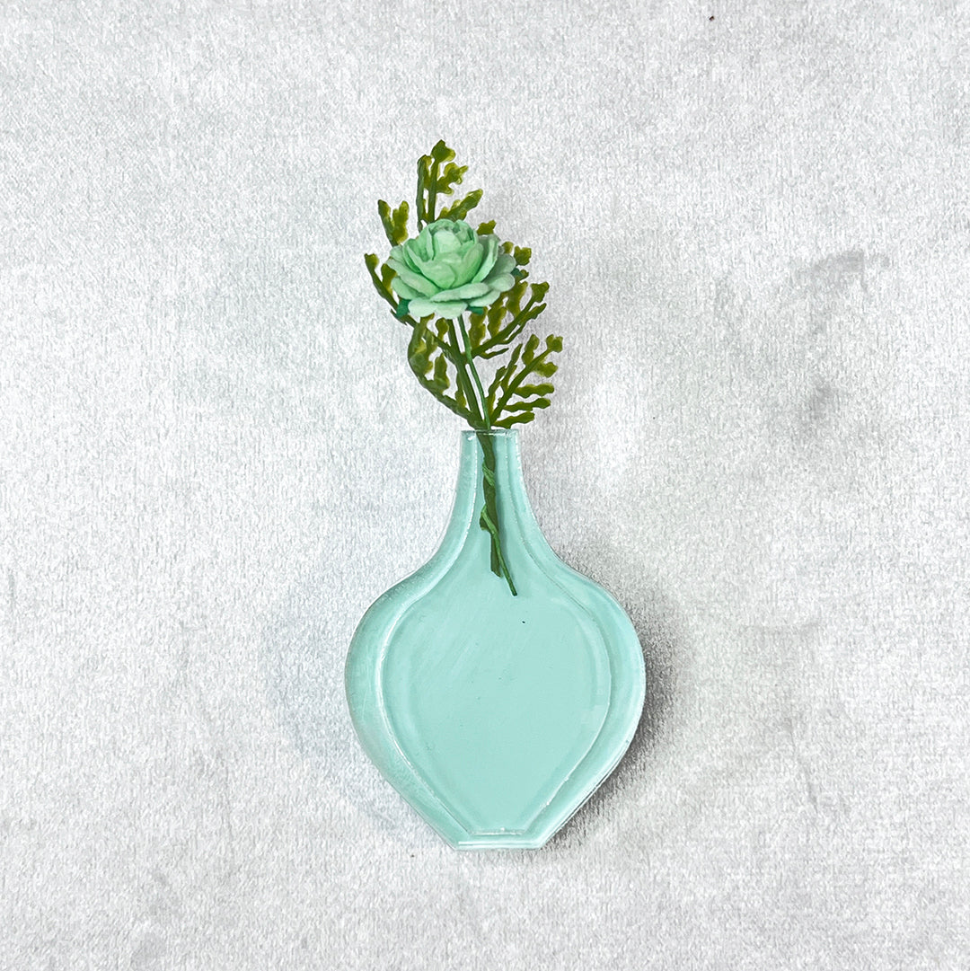 Mid Century Round Vase Brooch - Mint Green