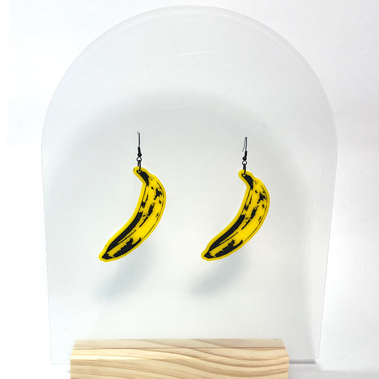 Large Pop Art Banana Earrings, Surrealist Banana Earrings from Barbe Saint John.
