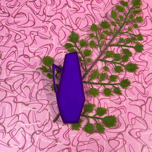 Mid Century Vase Brooch - Transparent Purple