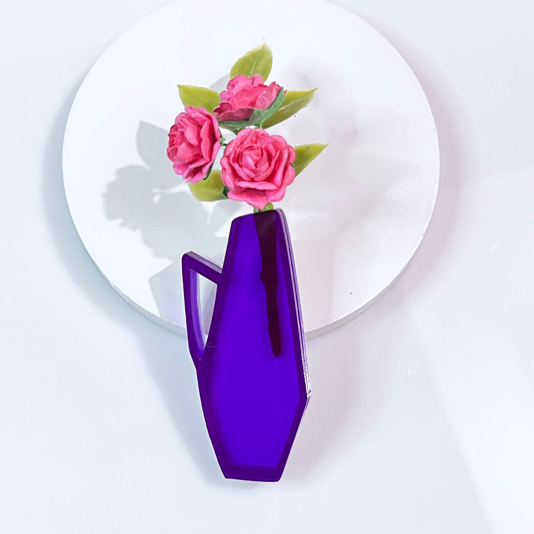 Mid Century Vase Brooch - Transparent Purple