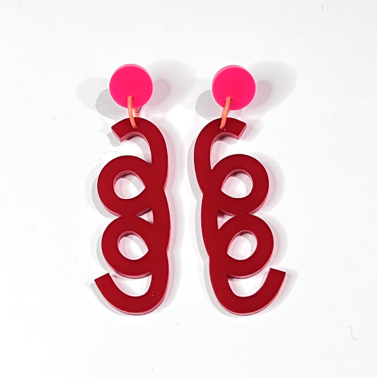 Red Squiggle Earrings