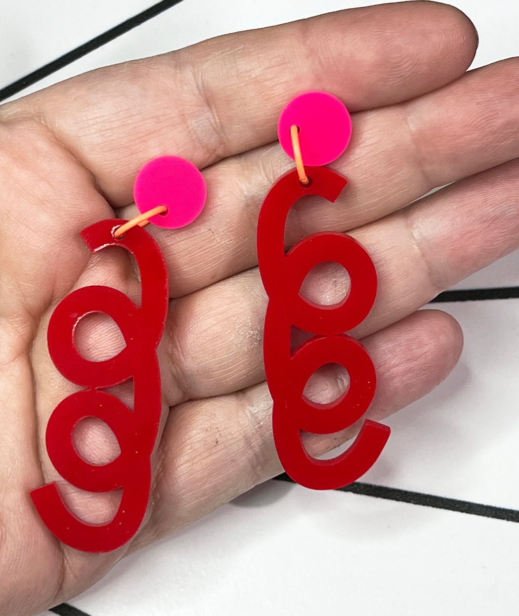 Red Squiggle Earrings