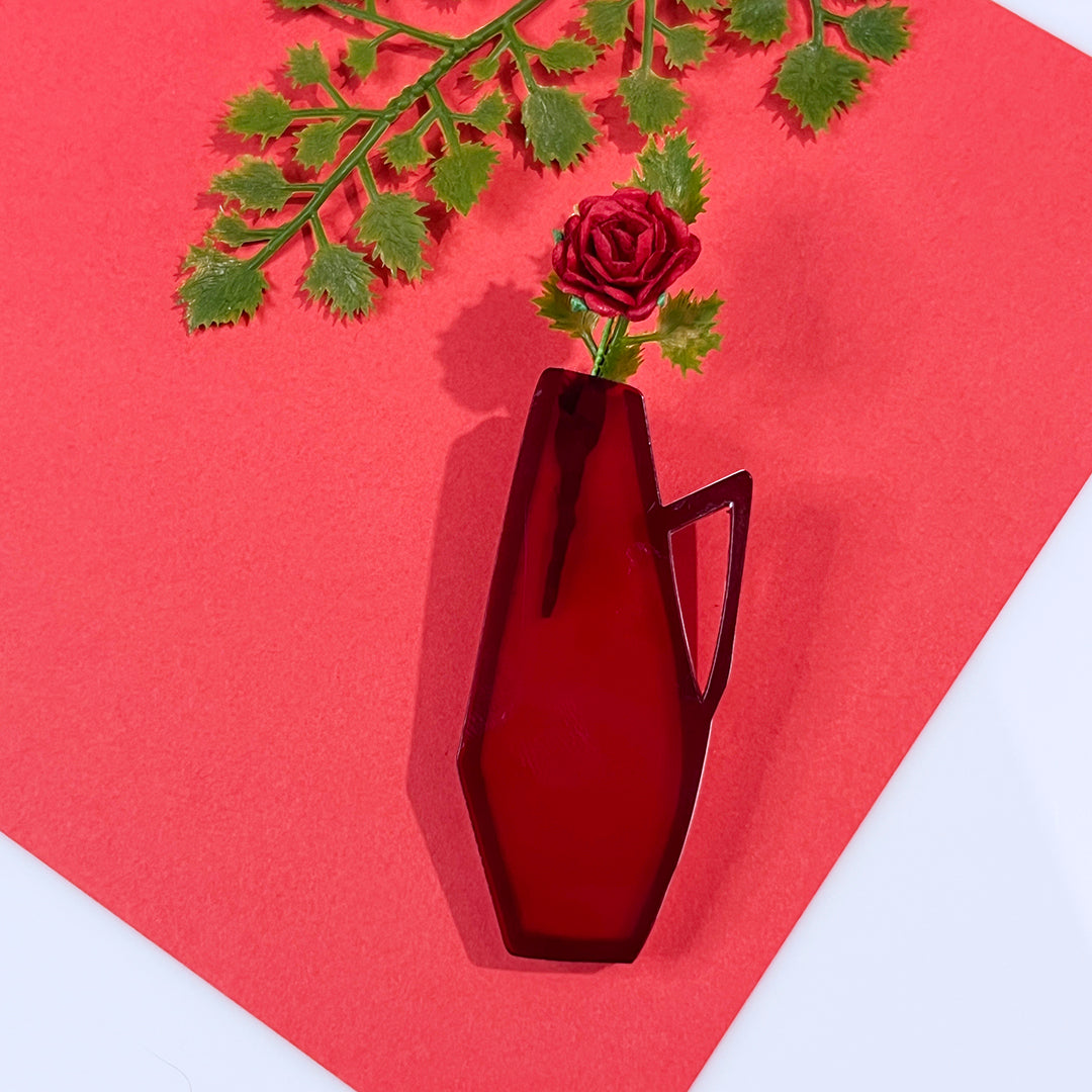 Mid Century Vase Brooch - Transparent Red
