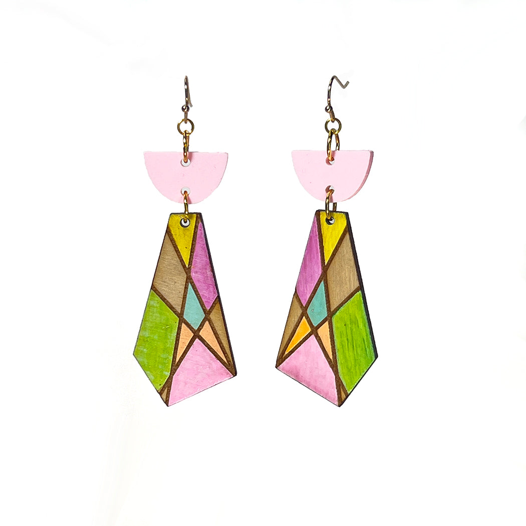 Spring Colors Modernist Patchwork Earrings