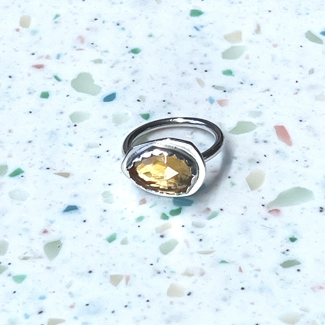 Abstract Yellow Topaz Ring size 7