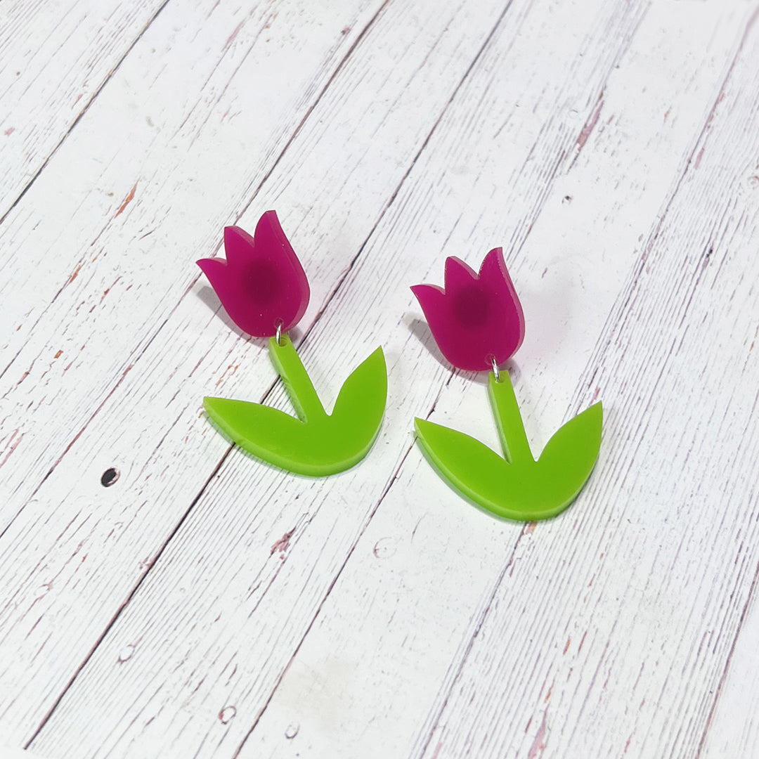 Tulip Earrings - Magenta
