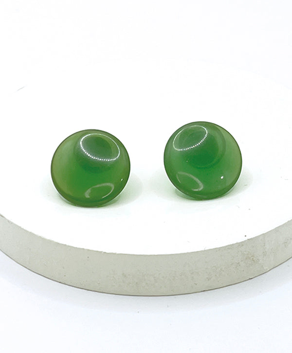 Translucent Absinthe Green Bakelite Dot Earrings