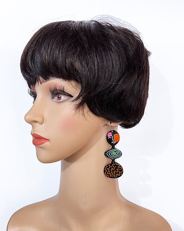 Art Doll Earrings in Black