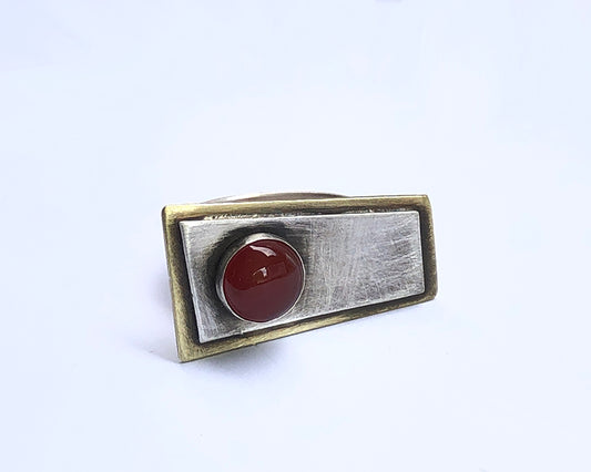 Carnelian Googie Inspired Ring size 6 1/2