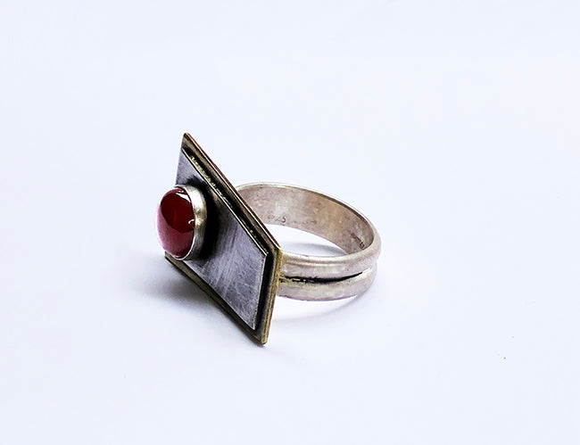 Carnelian Googie Inspired Ring size 6 1/2