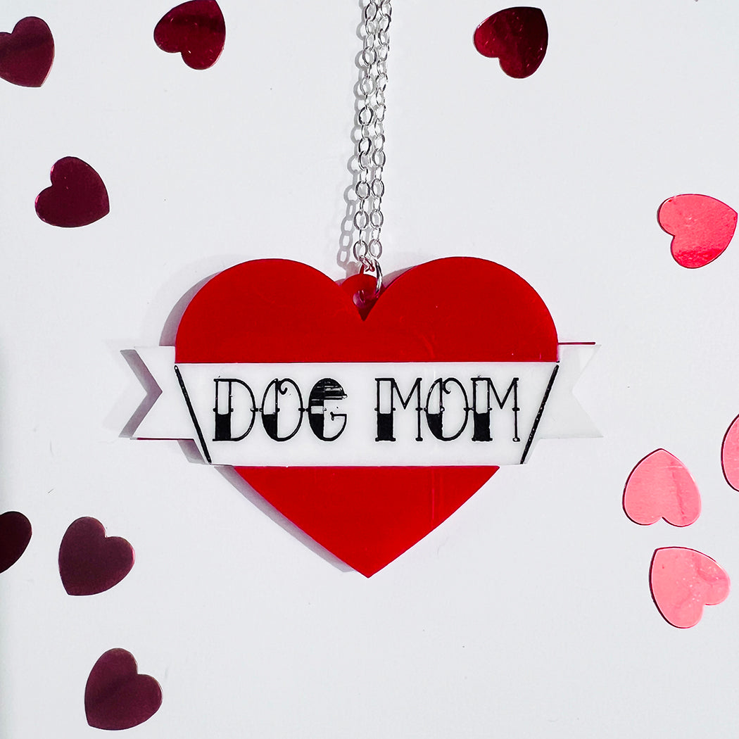 Dog Mom Tattoo Heart Necklace