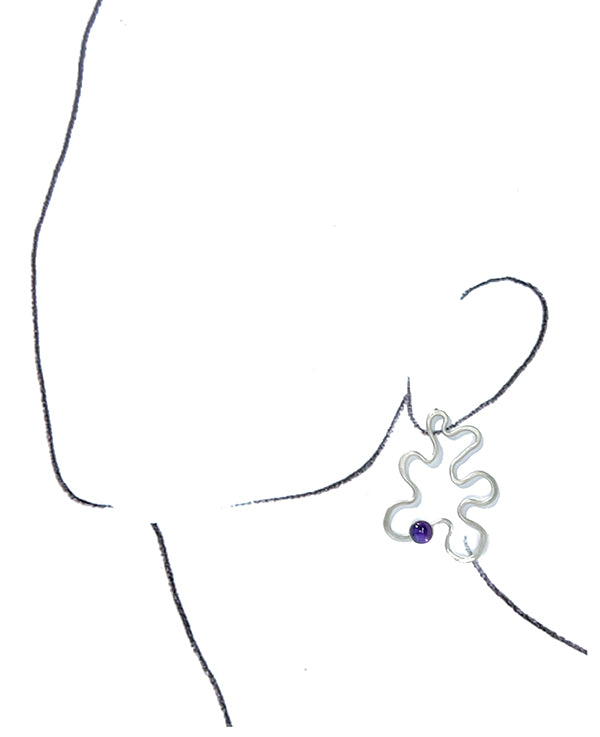 Inky Doodle Earrings in Sterling and Amethyst