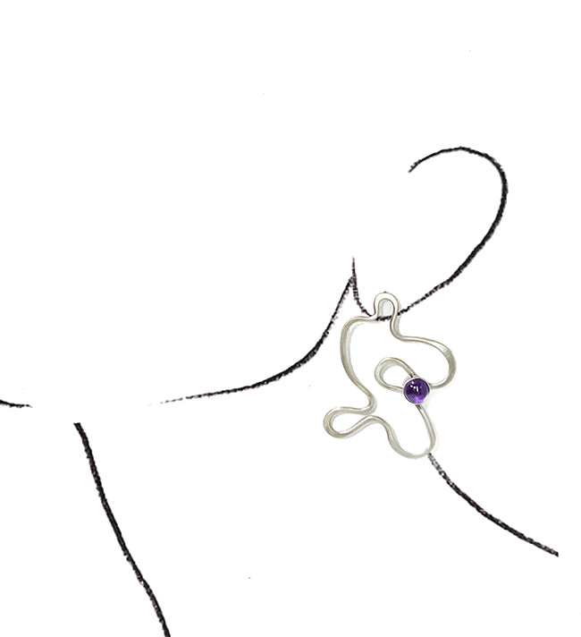 Inky Doodle Earrings in Sterling and Amethyst