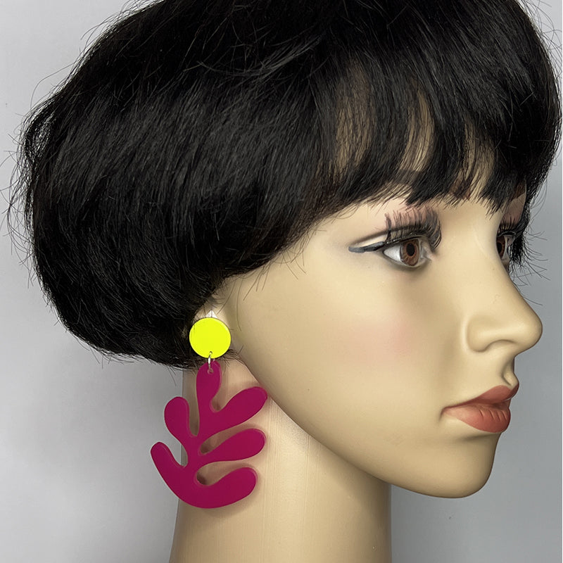 Magenta Leaf Earrings