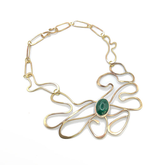Niemeyer Curves Necklace in Brass and Malachite