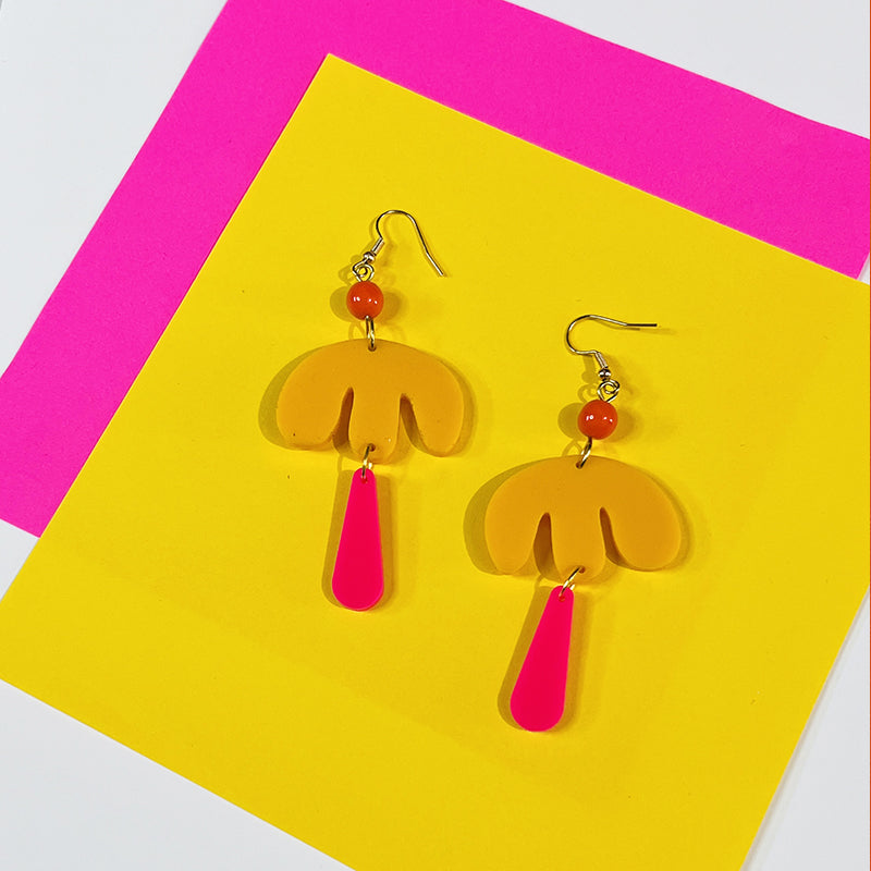 Fab Fuchsia Earrings - Mango Orange