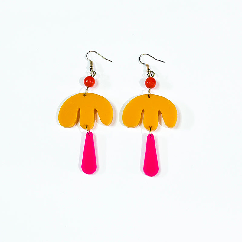 Fab Fuchsia Earrings - Mango Orange