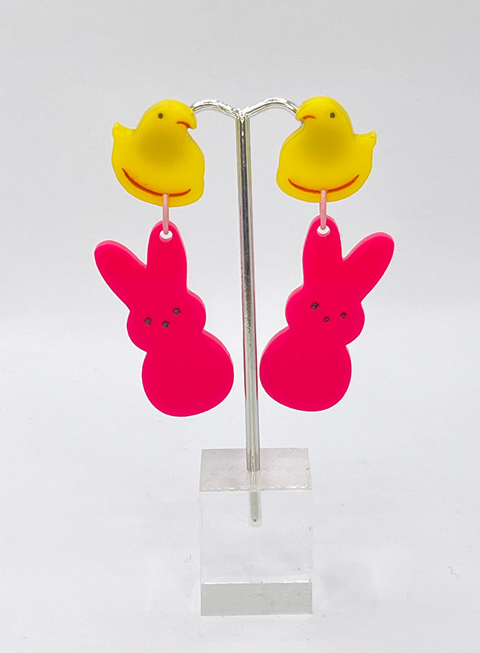 Marshmallow Chick and Bunny Earrings