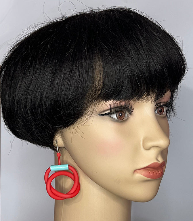 Loopy Earrings in Red and Aqua