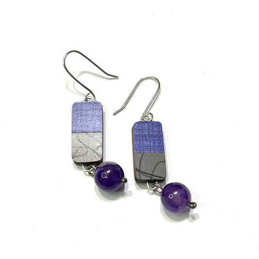 Space Pad Earrings in Purple and Gray