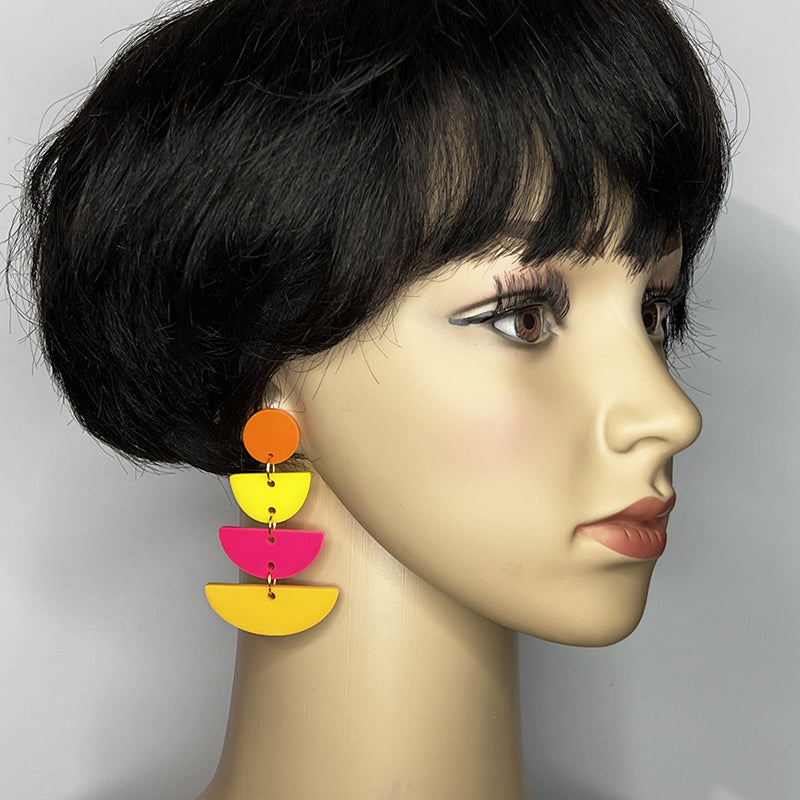Groovy Stack Earrings - Tangerine Dot